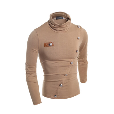 

Zogaa New Men's Polo Shirt Diagonal Button Korean