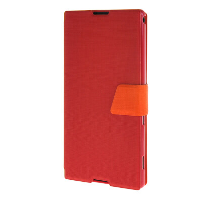 

MOONCASE Xperia T2 , Leather Flip Bracket Back Case Cover for Sony Xperia T2 Red Orange