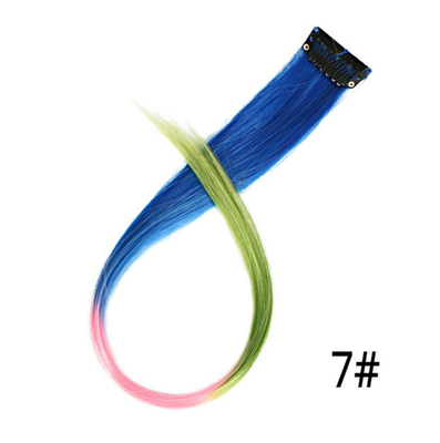 

20" Synthetic Clip In Hair Extensions One Piece Rainbow Clip On Hair Pieces For Women 50cm Purple Pink Wig Ombre Hair Extension