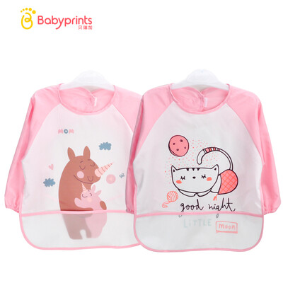 

Babyprints baby bib splash suit infant eating waterproof bib children painting anti-wear gown 2 pieces unicorn kitten