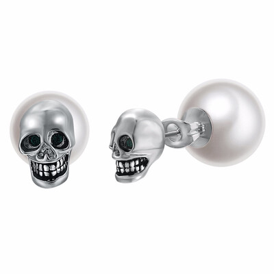 

Yoursfs Rock Punk Skull Crystal black Stud Earrings For Women Men Earrings Jewelry