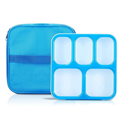 

Lunch Box Bento Food Container Microwavable Leakproof & Airtight Lid Box With 5 Compartment Insulated Meal Prep Bag BPA Free