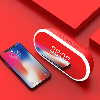 

Omu N3 Creative Dual Speaker Bluetooth Speaker Mirror Alarm Clock Wireless Outdoor Mini Speaker Card Portable Phone Computer Car Desktop Subwoofer Radio White