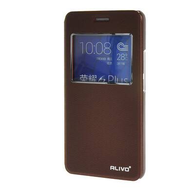 

MOONCASE ЧЕХОЛ ДЛЯ Huawei Honor 6 Plus Slim View Window Leather Flip Bracket Back Cover wine