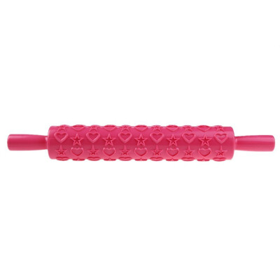 

UpperX Fondant Cutter Roller Pin Embosser Decorating Cake Paste Dough Plastic Compact DIY Tool Rose red