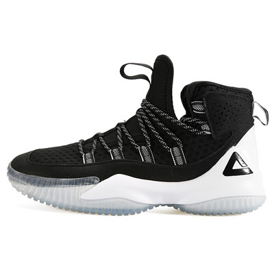 

PEAK mens shoes basketball shoes non-slip wear-resistant shock absorption comfort field cement boots sneakers DA830551 black big white 40 yards