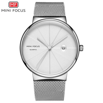 

MINI FOCUS Fashion Stainless Steel Strap Business Men Quartz Watch MF0176G