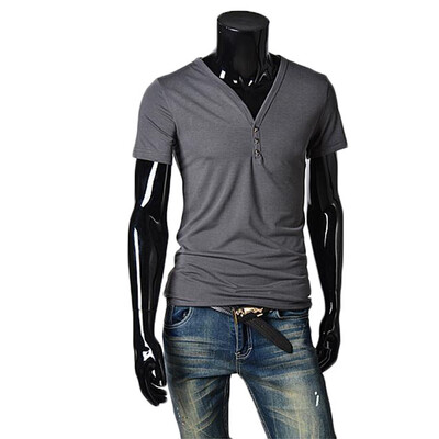 

Zogaa New Men's T-shirt V Collar Slim