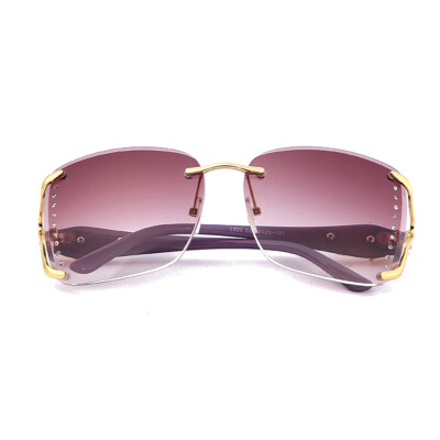 

FEIDU 2016 Fashion High Quality Rhinestone Diamond Shaped Sunglasses Women Brand Designer Retro Purple Rimless Faceted