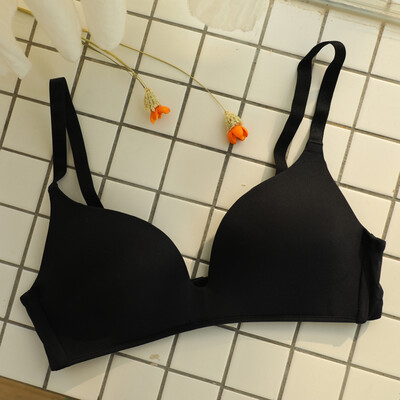 

Honey lattice no trace no steel ring thin section gathered small chest ladies sports underwear smooth girl bra sexy bra W4625 black 75A