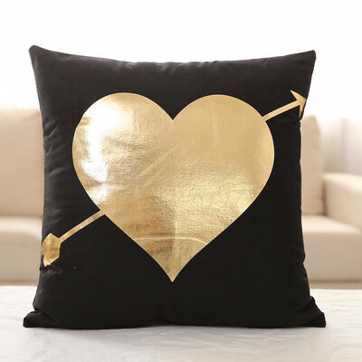 

Bronzing Gold Printed Cushion Decorative Pillows Black Pillowcase Home Decor Sofa Throw Pillows Christmas Decorations For Home