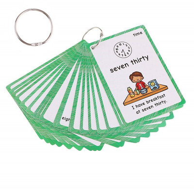 

19 Time Expression Flash Cards-English word learning card&pocket size flash card for Preschool children-English Vocabulary Cards