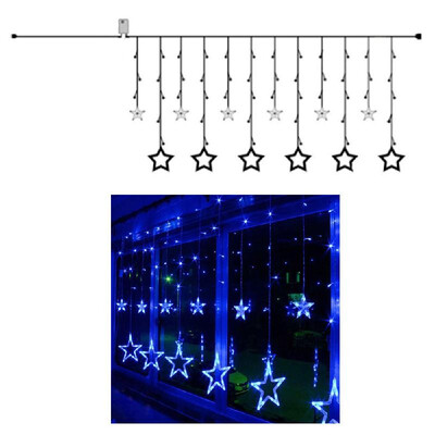 

2019 New Party Decoration 108 Bulbs LED 25M Indoor Outdoor Party Christmas Tree Garden Yard Fence Lamp Holiday Pentacle Curtain
