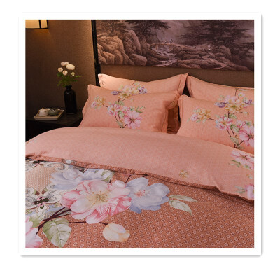 

Magnolia flower pink cotton bed four-piece set of sheets