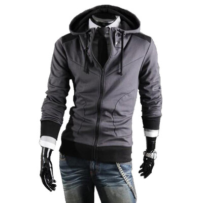 

Zogaa New Mens Hoodie Contrast Color Slim Hooded