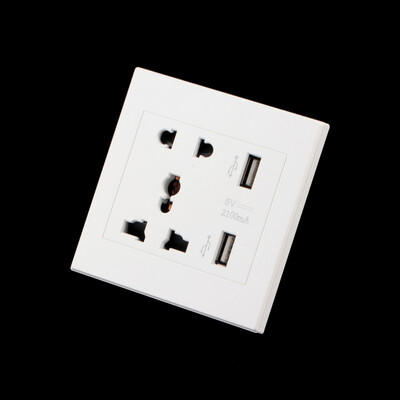 

Dual USB порт Электрический зарядное устройство док-станция Разъем питания Розетка Панель плиты белый