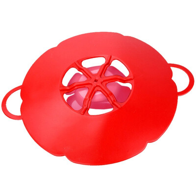 

UpperX Anti-dust And Splash-proof Cover 2 Ears Silicone Lid Spill Stopper Lids Silicone Cover Lid For Pan Cooking Tools Red