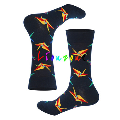 

LIONZONE Winter Warm Women Socks Unisex Rainbow Cherry Crane Pineapple Lemon Harajuku Colorful Funny Cotton Crew Socks