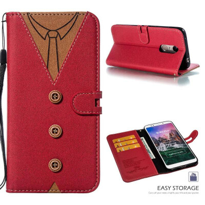 

MOONCASE Millet Red Rice Note 5 Red Rice 5 Plus Stitching Embossed Mens Leather Case - Red