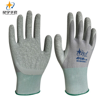 

Xingyu XINGYU labor insurance gloves wear non-slip breathable wrinkles nylon hanging glue coating agricultural site low temperature gloves gray 12
