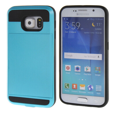 

MOONCASE ЧЕХОЛ ДЛЯ Samsung Galaxy S6 Soft Silicone Gel TPU Skin With Card Holder Protective Blue