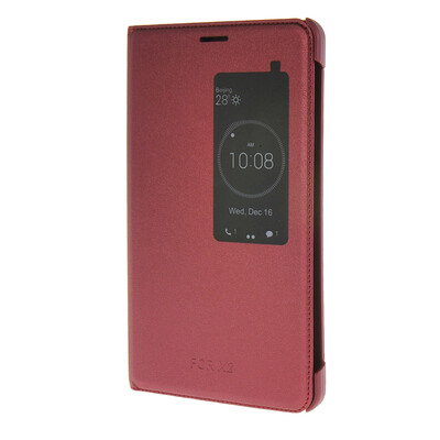 

MOONCASE Slim Leather Side Flip Bracket Window Case Cover for Huawei Honor X2 Red