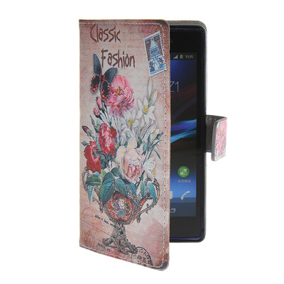 

MOONCASE Pattern Style Leather Side Flip Wallet Card Slot Pouch Stand Shell Back ЧЕХОЛ ДЛЯ Sony Xperia Z1 L39h