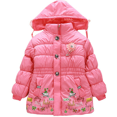 

Girl Kid Baby Child Thick Flower Quilted Coat Hoodie Jacket Hooded Warm Snowsuit