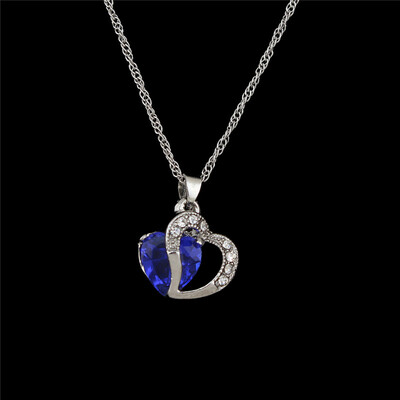 

Fashion Womens Purple Gemstone Chain Crystal Heart Necklace Pendant Jewelry Gift