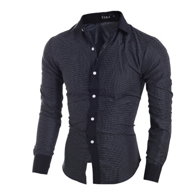 

Zogaa New Mens Shirt Fashion Dot Casual Long Sleeve