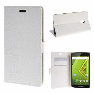 

MOONCASE Motorola Moto X Play ЧЕХОЛ ДЛЯ Snake pattern Leather Flip Folio Wallet Card Slot Stand White