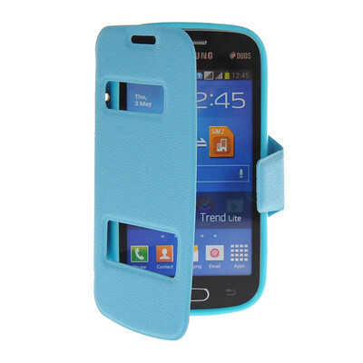 

MOONCASE View Window Leather Side Flip Pouch Stand Shell Back ЧЕХОЛ ДЛЯ Samsung Galaxy Trend Lite S7390 / S7392 Blue