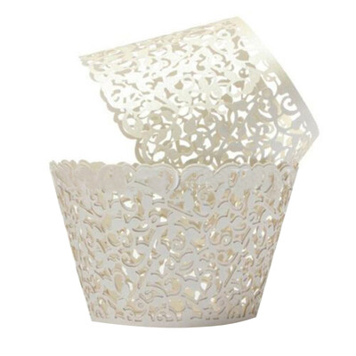 

MyMei 12pcs Filigree Lace Cupcake Wrappers Wraps Wedding Party Cake Decoartion