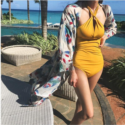 

Sexy chest strap with thin waist one-piece swimsuit