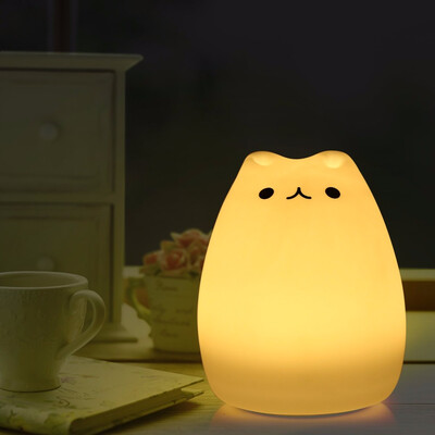 

Color Changing Silicone Cat Night Light Baby Nursery Bedside Lamp flexible placement Bouncy design supports up to 15 hours