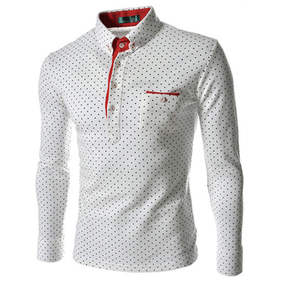 

Zogaa New Mens POLO Shirt Fashion Slim Dot Long Sleeve