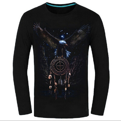 

Causul Mens Wear Night Wolf 3D Animal Printed T Shirt Men Black Cotton One-Neck Slim Fit Hip Hop T Shirt Men Clothing