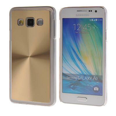 

MOONCASE CD Style Chrome Plated Brushed Aluminum Metal Back Plate Case Cove for Samsung Galaxy A3 Gold