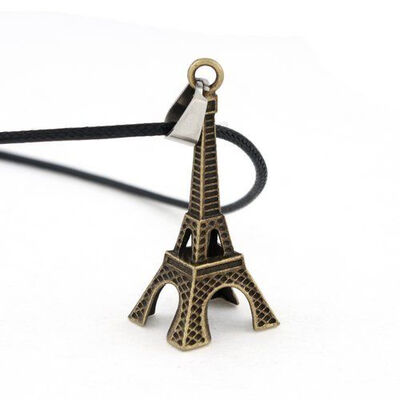 

Vintage Men's Alloy Romantic Eiffel Tower shape Pendant Cord Necklace Fashion