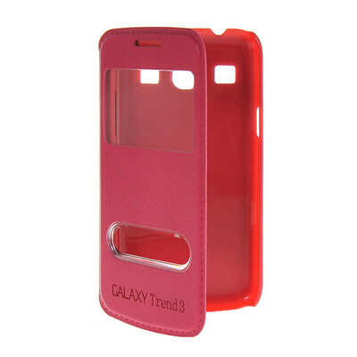 

MOONCASE View Window Leather Side Flip Pouch Shell Back Case Cover for Samsung Galaxy Core Plus G3500 / Trend 3 G3502 Hot pink