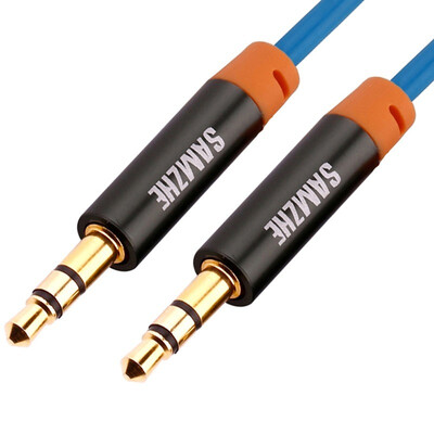 

Shanze SAMZHE YPL-8310 35mm advanced stereo phone car AUX audio cable copper wire core gold version of the public on the public blue 1 meter