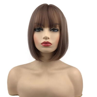

StrongBeauty Short BrownBlackLight Purple Straight Bob Wigs Pixie Cut Wigs Paula Young Wig