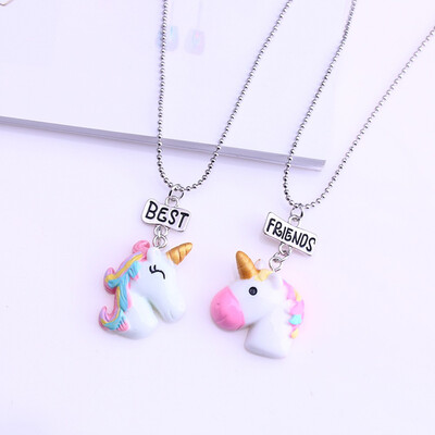 

Childrens jewelry resin color stereo good friend BFF unicorn necklace