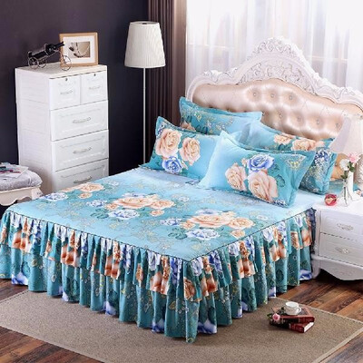 

Floral Fitted Sheet Cover Graceful Bedspread Laced Fitted Sheet Bed Cover Skirt Wedding Housewarming Gift
