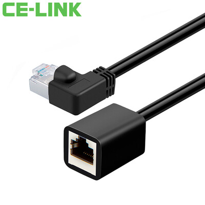 

CE-LINK CAT6 network cable extension cable six types of RJ45 male to female network cable connector black left bend 05 m 4356