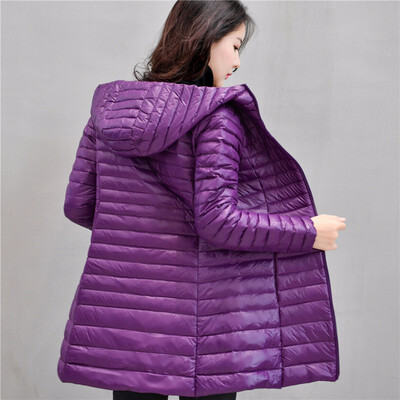 

Pure color Light&thin Down Jackets female Medium&long term Caps Womens style Down Jackets outdoors sports Camping to keep