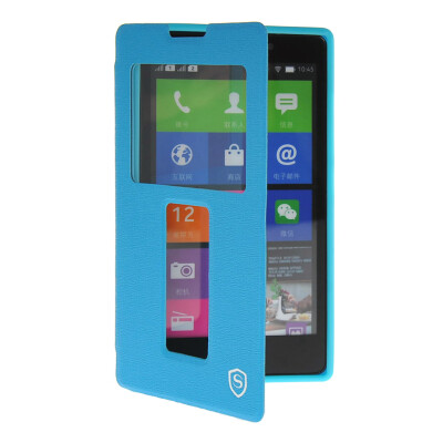 

MOONCASE View Window Leather Side Flip Pouch Stand Shell Back ЧЕХОЛ ДЛЯ Nokia XL Blue