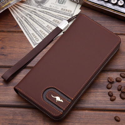 

Mens wallet long zipper wallet old grind large capacity handbag