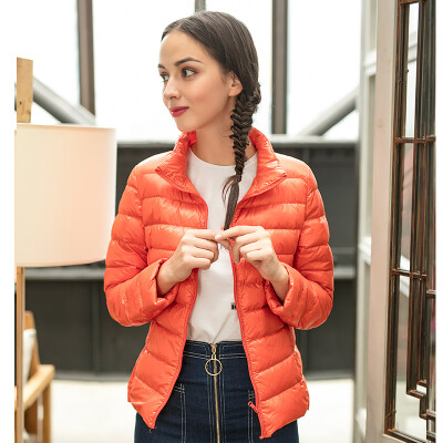 

Intercrew light down jacket female 2018 winter new Korean fashion casual light thin wild stand collar short brand down jacket female ICR4UD51A orange XXL