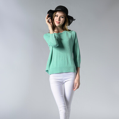 

PREISEI Spring Autumn Women Casual Simple Chiffon Stitching Solid Cotton Knitting O-Neck Pullover Sweater Ladies Tops